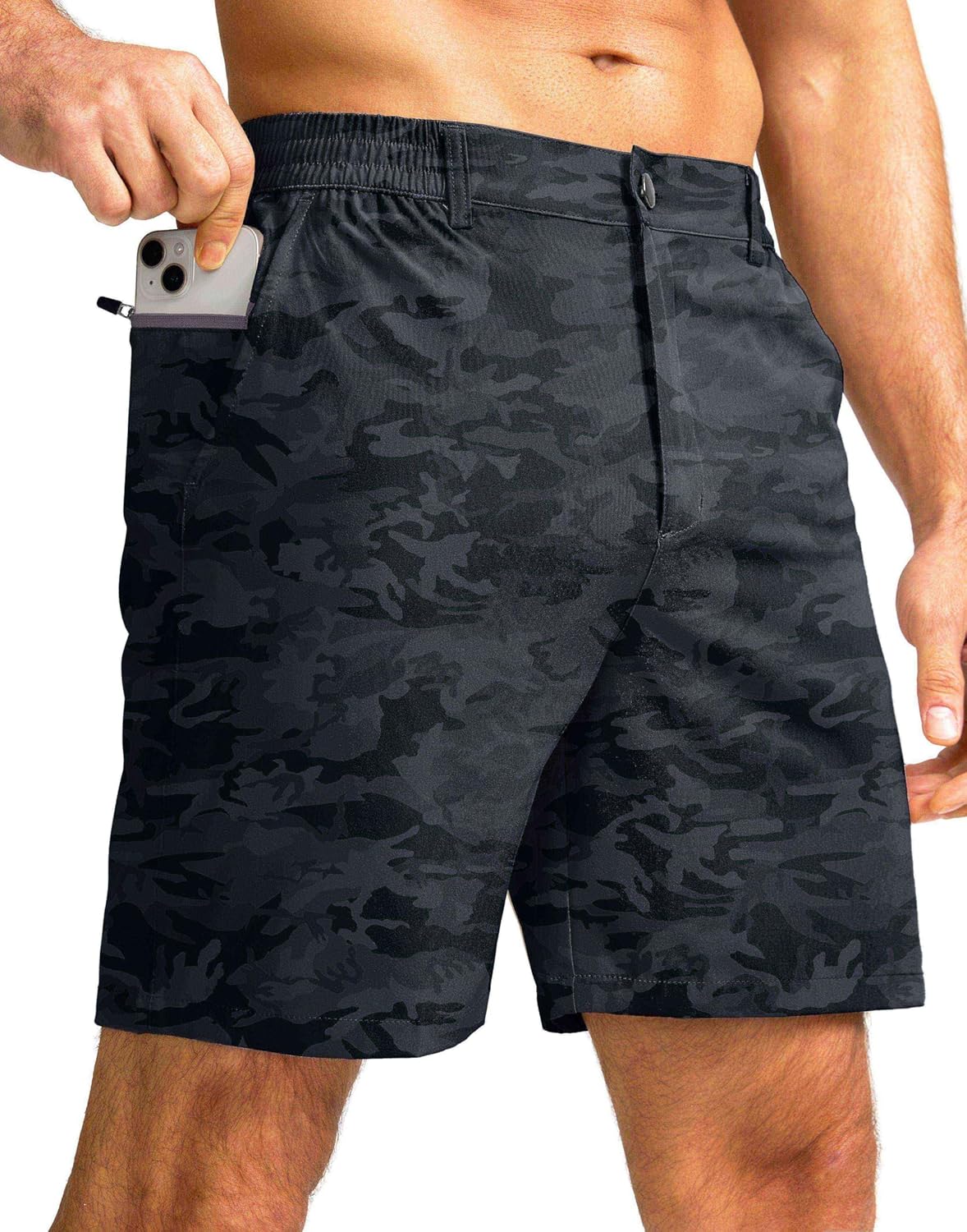 Men's Casual Shorts 7" Lightweight Golf Shorts for Men Stretch with 3 Pockets Quick Dry Breathable Work Shorts