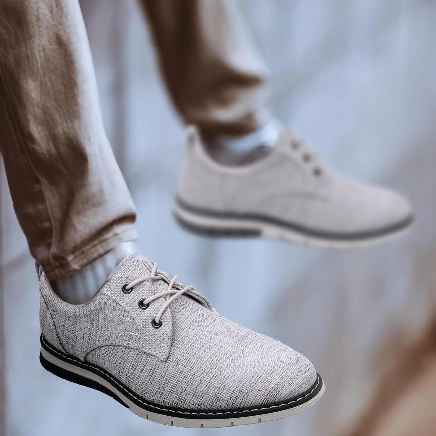 Men's Black Dress Shoes - Stylish Canvas Casual Shoes for Men - Classic Lace Up Derby Shoes Black