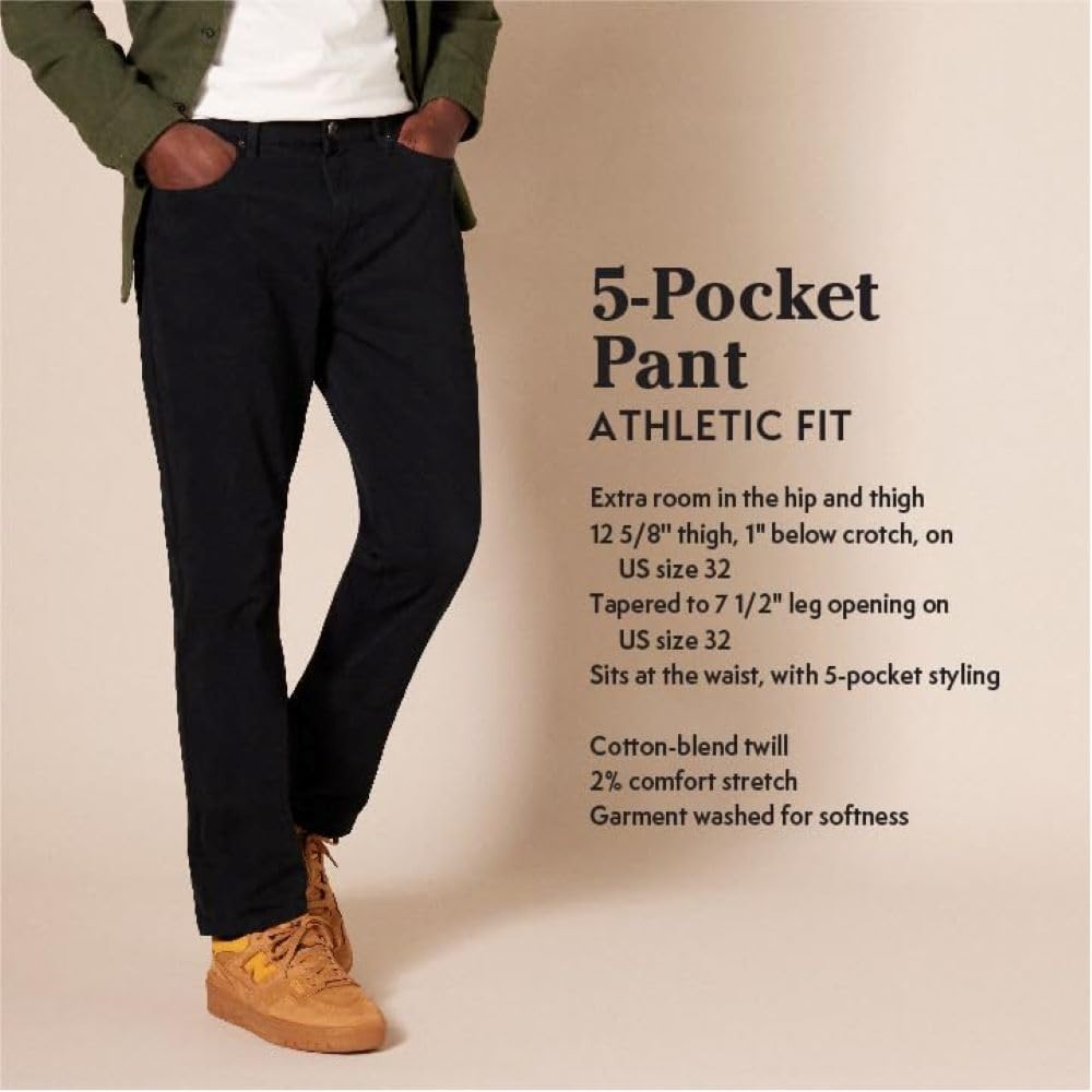 Men's Athletic-Fit Pants, 5-Pocket Stretch Twill Work, Big & Tall