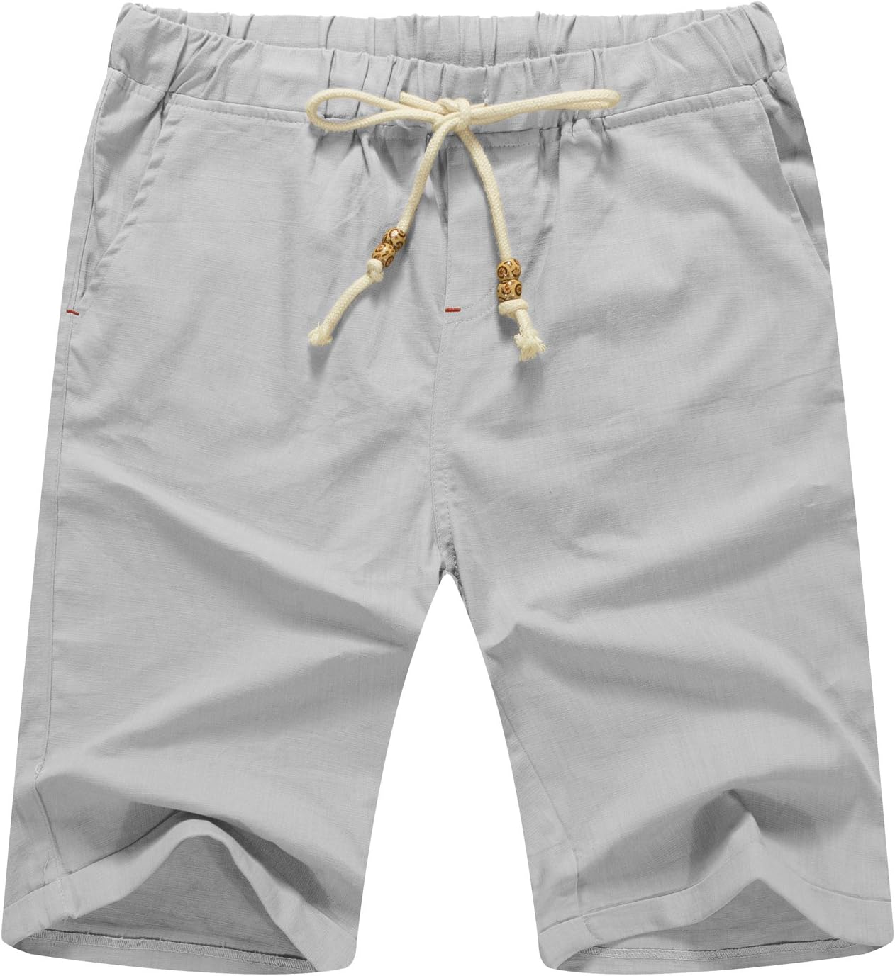 Men’s Linen Shorts Casual Drawstring Summer Beach Shorts