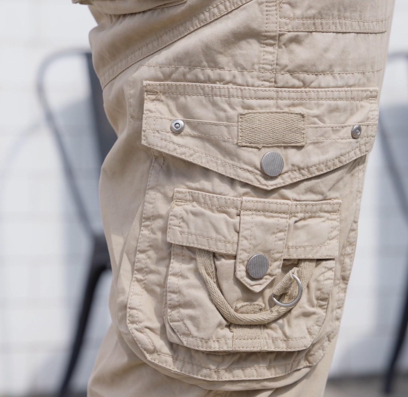 Men's Ripstop Cargo Shorts-Long Cotton Twill Straight Leg for Work Outdoor