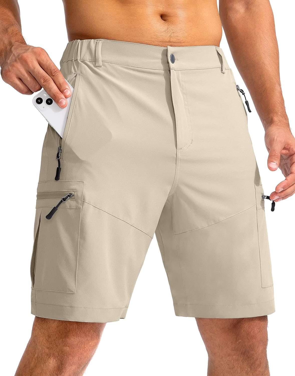 Men's Hiking Cargo Shorts 9" Lightweight Outdoor Work Shorts for Men Travel Golf Camping Casual with 5 Zipper Pockets