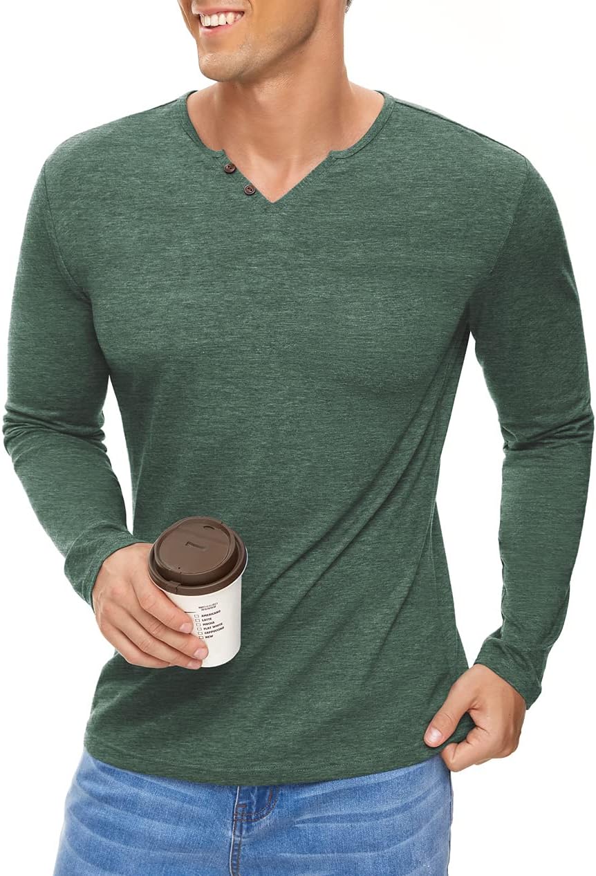 Men's Casual Slim Fit Basic Henley Short/Long Sleeve Fashion T-Shirt