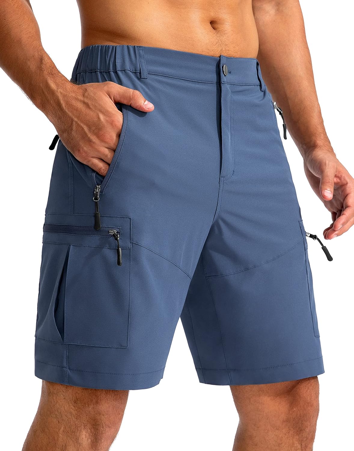 Men's Hiking Cargo Shorts 9" Lightweight Outdoor Work Shorts for Men Travel Golf Camping Casual with 5 Zipper Pockets