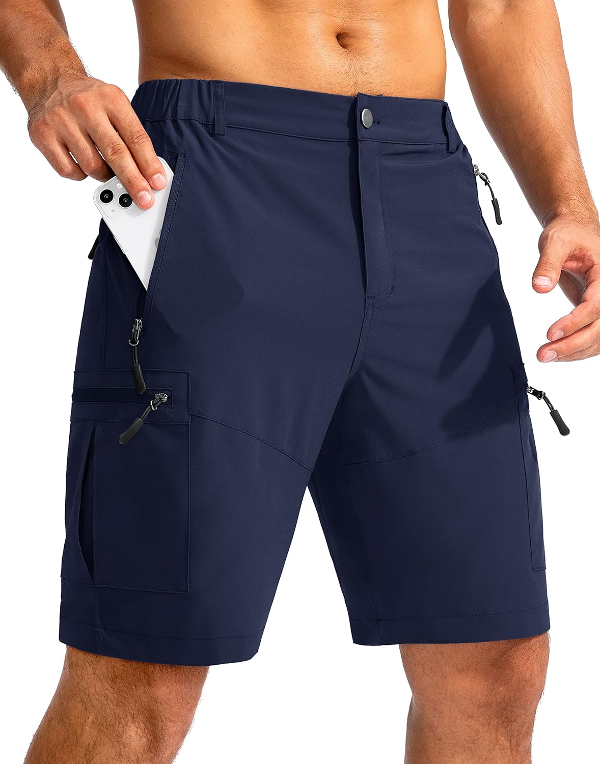 Men's Hiking Cargo Shorts 9" Lightweight Outdoor Work Shorts for Men Travel Golf Camping Casual with 5 Zipper Pockets