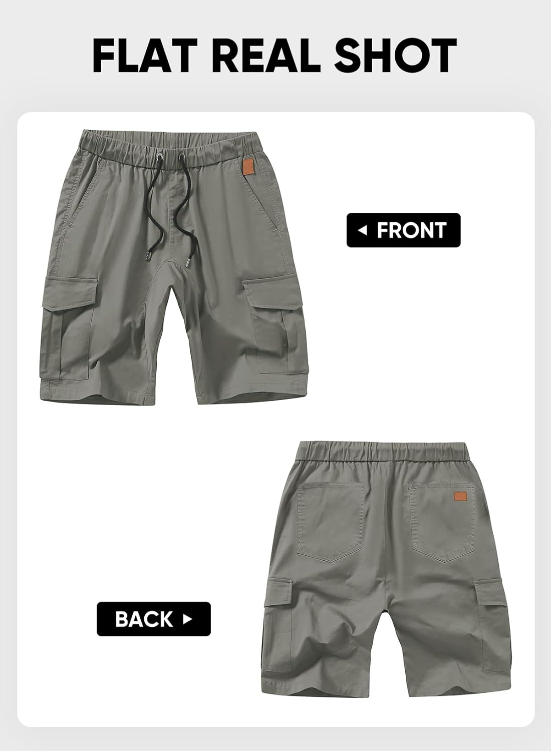 Mens Casual Cargo Shorts - Cotton Drawstring Stretch Summer Beach Shorts Twill Chino Short with 6 Pockets